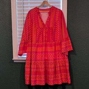 Vibrant Pink and Orange Women's Dress
